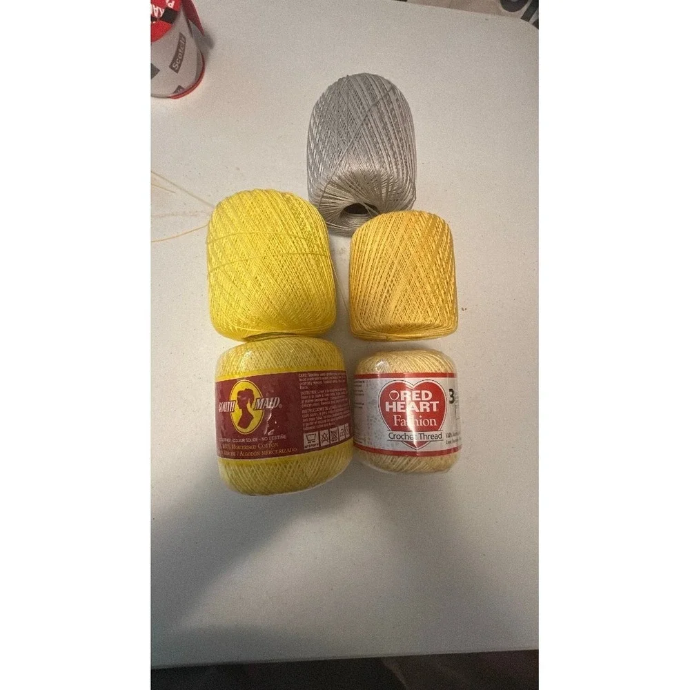 Bundle 2 new and 3 used South Maid Crochet Thread Size 10